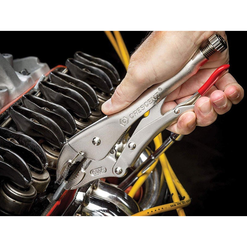 Crescent Curved Jaw Locking Pliers with Wire Cutter - 2 Piece Set - Home DIY & Professional Mechanic Hand Tool for Nuts & Bolts, Cables, Wires - 7" & 10" - CLP2SETN - Image 3